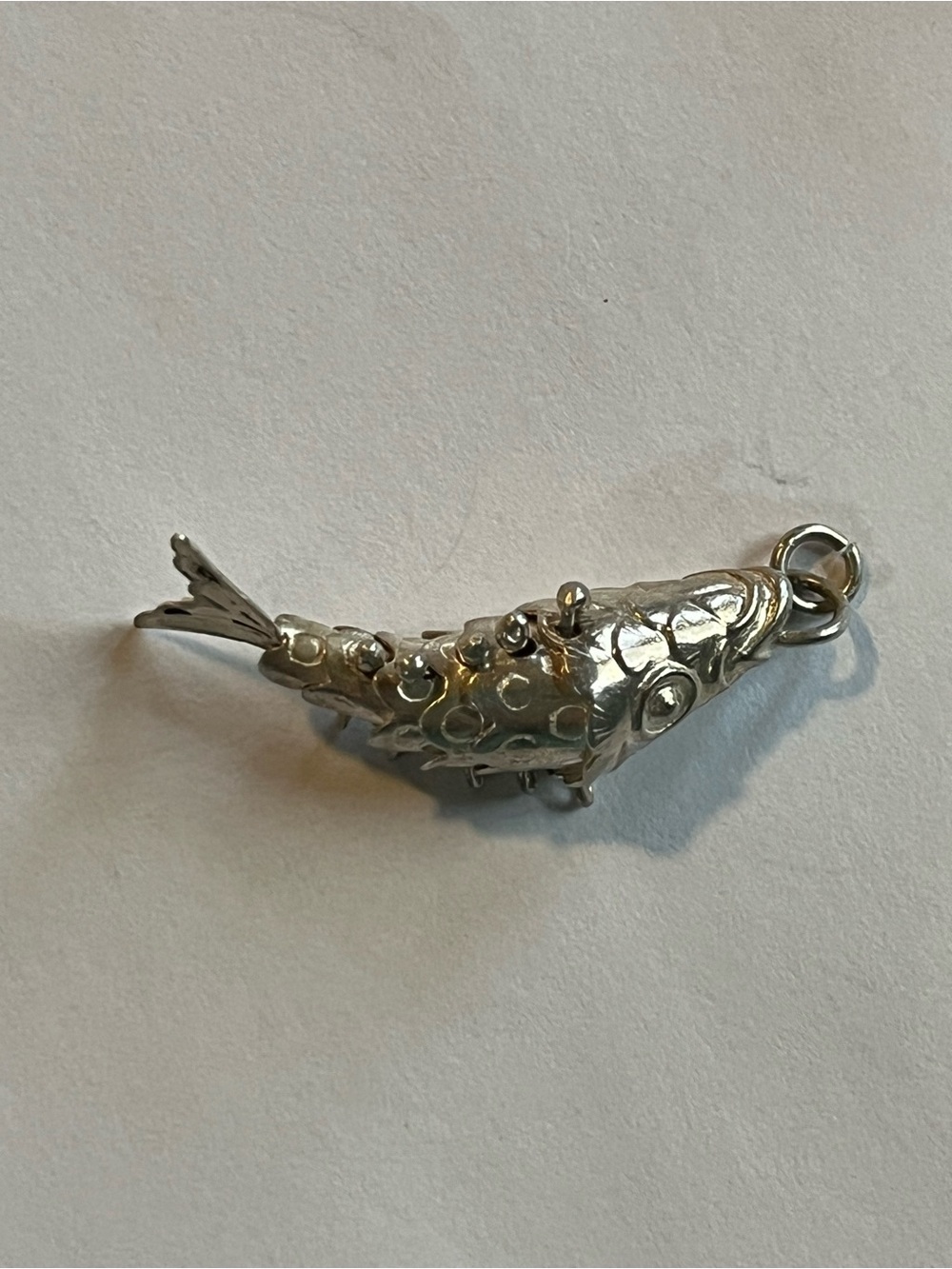 Sterling Silver Articulated Fish Charm Pendant - fishing angler koi